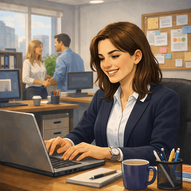 a woman working in an office