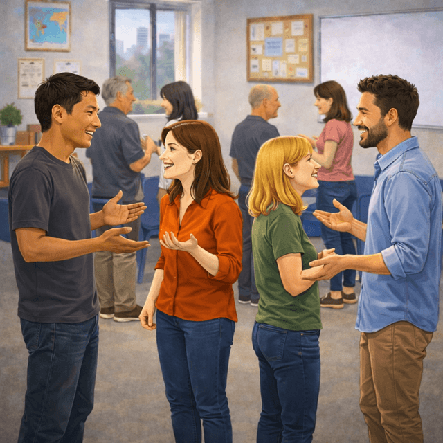 students are speaking in the classroom