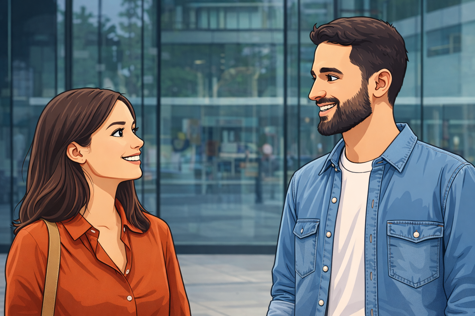 Two people engaged in discussion.